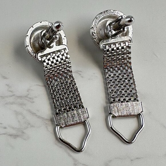 Silver Mesh Blue Cufflinks - Picture 7 of 9